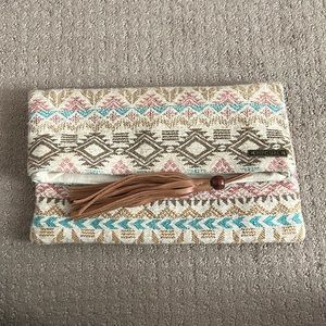 Rip curl folded boho embroidered clutch purse